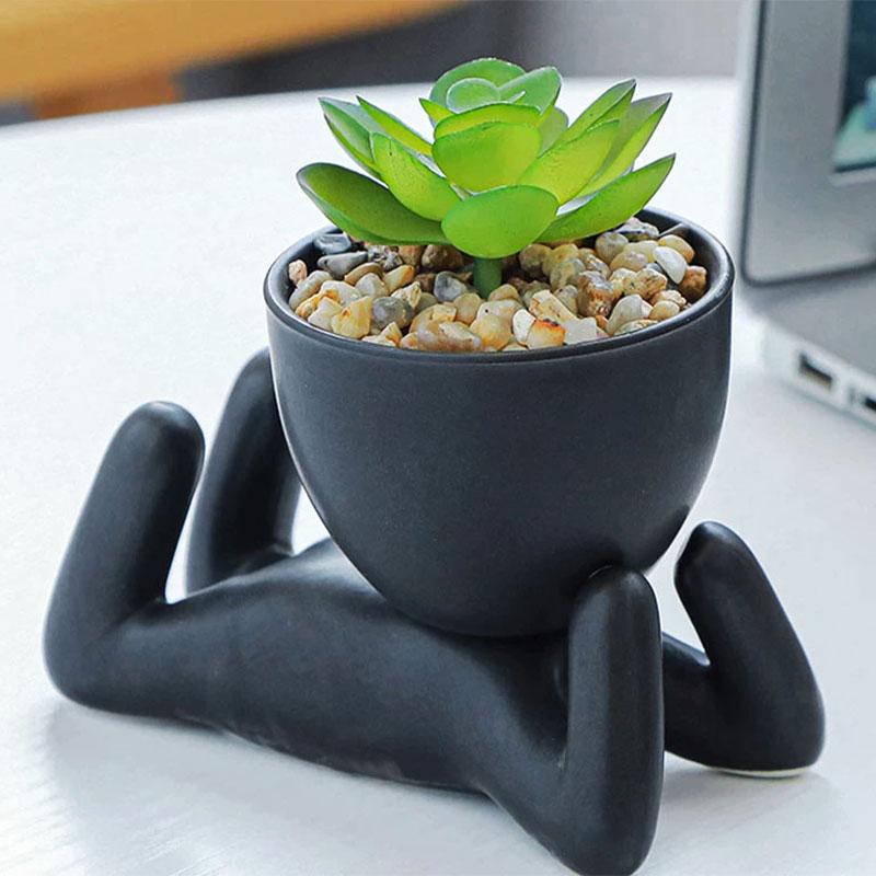 little people plant pots Little Buddies Flower Pots | Flower Desk pots Designer