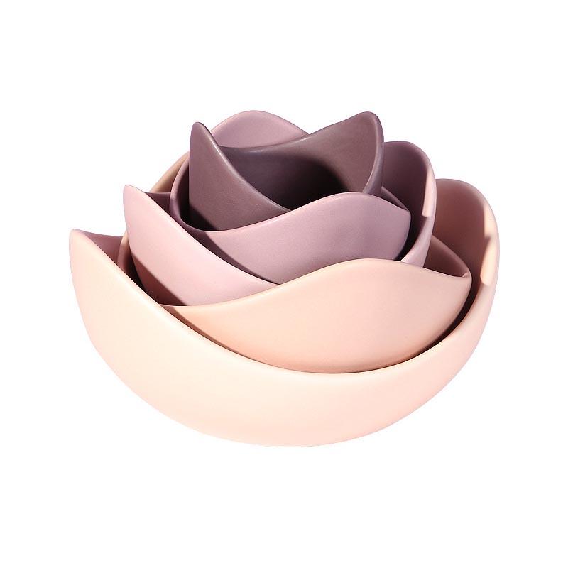 Morandi Lotus Stacked Bowl Set - Bowls - YALA LIFE