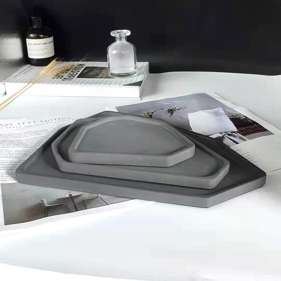 Moyi Textured Concrete Accessory Trays - Decorative Trays - YALA LIFE