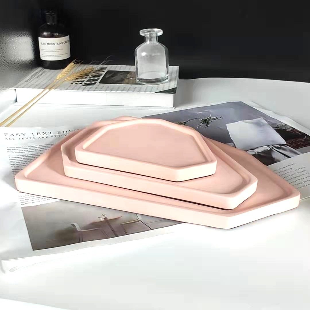 Moyi Textured Concrete Accessory Trays - Decorative Trays - YALA LIFE